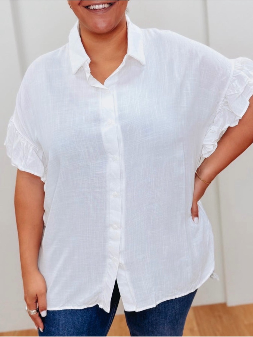 White Linen button down - Picture 3 of 7